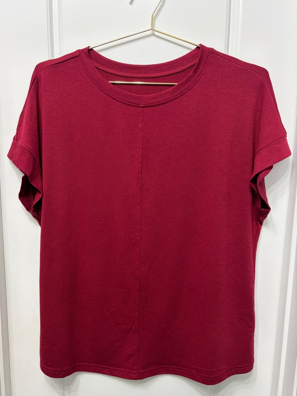 Imily Bela Burgundy Short Sleeve Crew Neck Top Size L